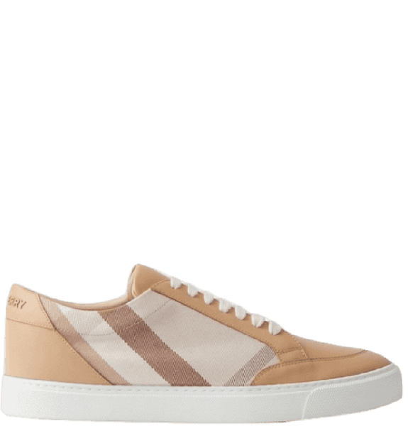  Giày Nữ Burberry Check Cotton And Leather Sneakers 'Soft Fawn Check' 