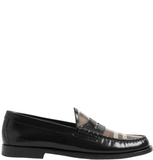  Giày Nữ Burberry Check Panel Leather Penny Loafers 'Black' 