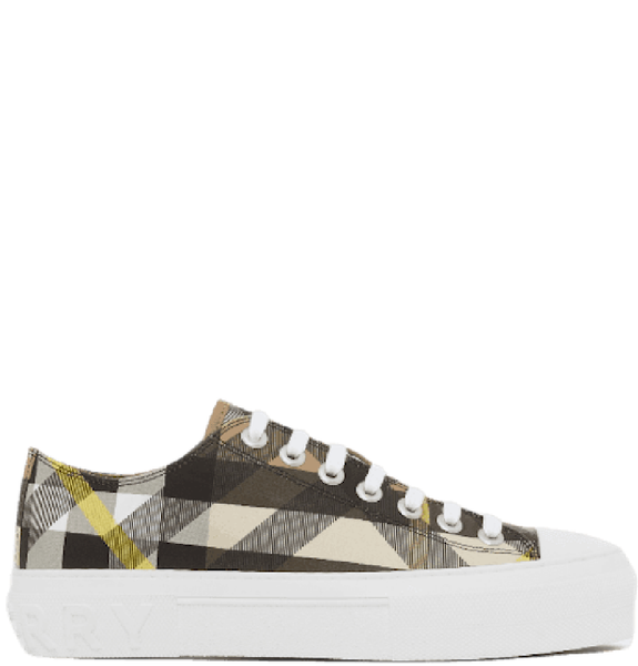  Giày Nữ Burberry Exaggerated Check Cotton Sneakers 'Wheat' 