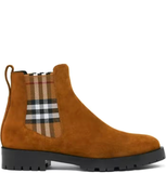  Giày Nữ Burberry Vintage Check Detail Suede Chelsea Boots 'Chocolate' 