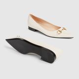  Giày Nữ Gucci Ballet Flat With Horsebit 'White' 