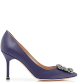  Giày Nữ Manolo Blahnik Hangisi 90 Jewel Buckle 'Blue' 