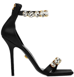  Giày Nữ Versace Crystal Satin Sandals 'Black' 