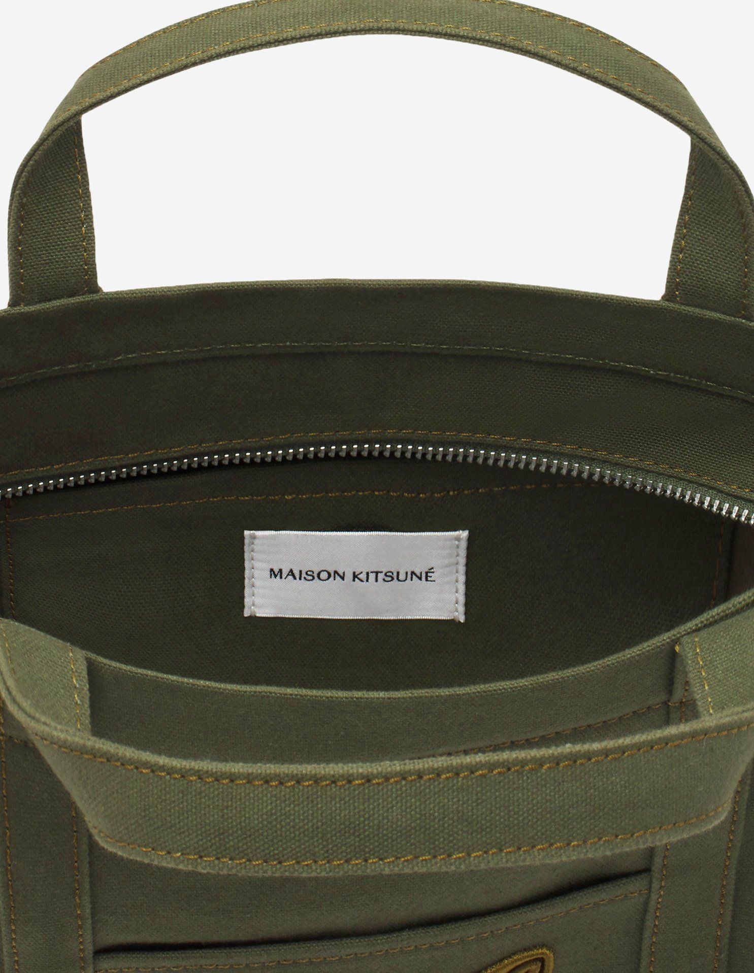  Túi Maison Kitsune Fox Head Zipped Pouch 'Green' 