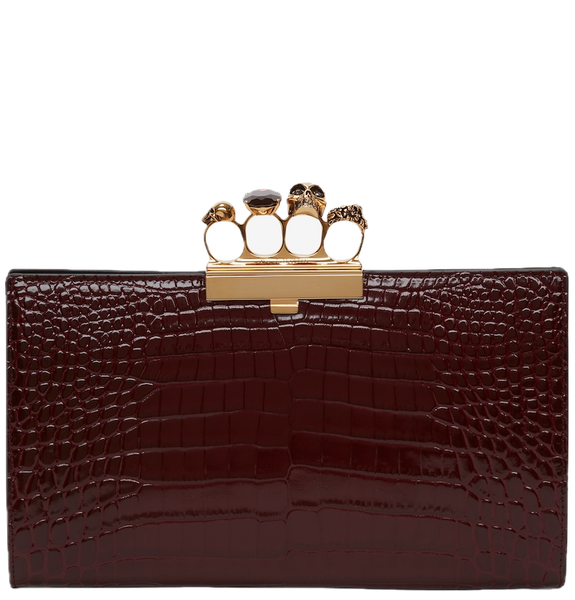  Túi Nữ Alexander McQueen Jewelled Flat Pouch 'Burgundy' 