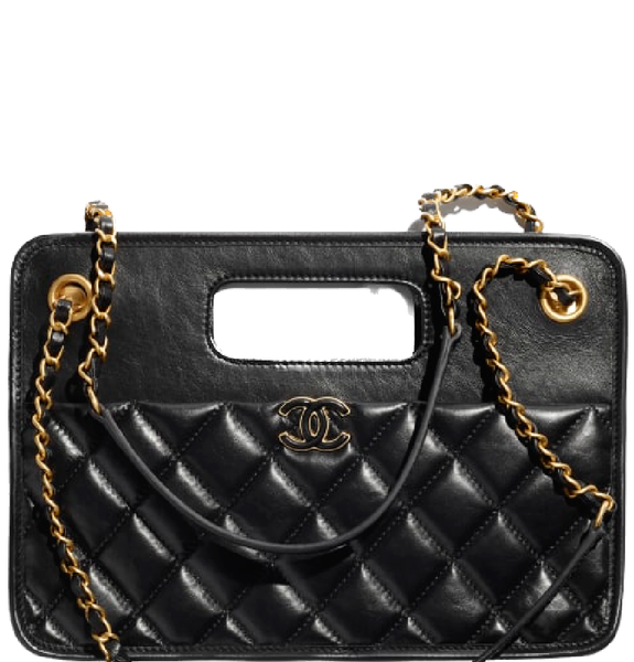  Túi Nữ Chanel Aged Calfskin Gold Tone Metal 'Black' 