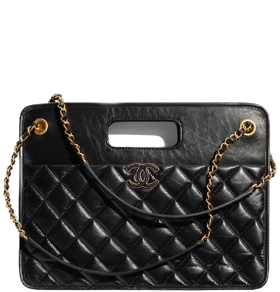  Túi Nữ Chanel Aged Calfskin Gold Tone Metal 'Black' 