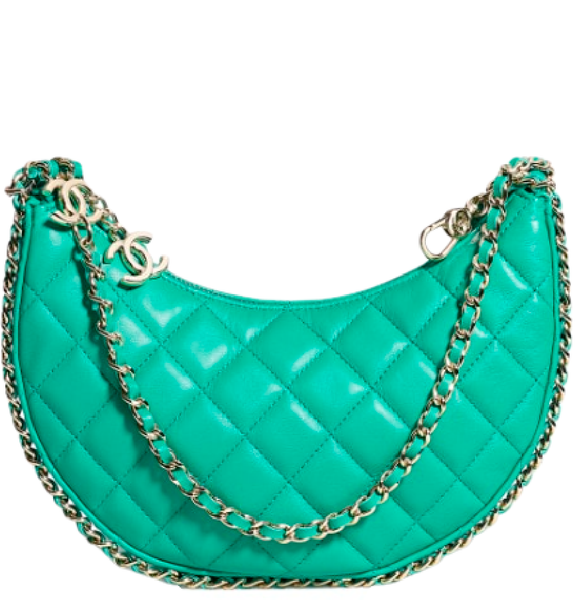  Túi Nữ Chanel Hobo Bag Lambskin Shiny Light Gold Metal 'Green' 