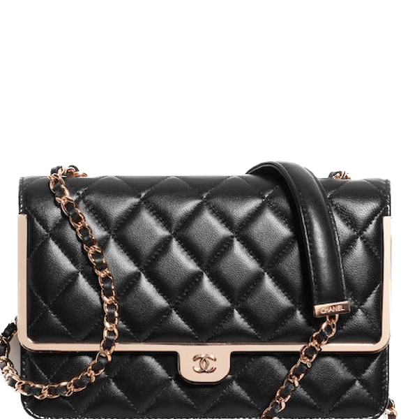  Túi Nữ Chanel Lambskin Pink Gold Tone Metal 'Black' 