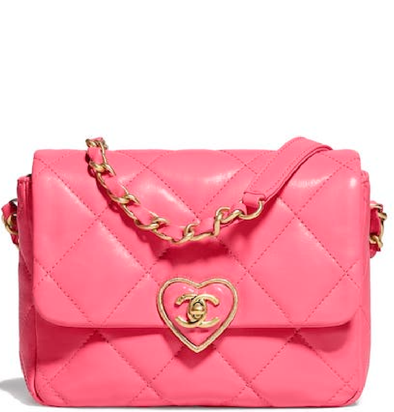 Túi Nữ Chanel Lambskin Plexi Gold Tone Metal 'Pink' 