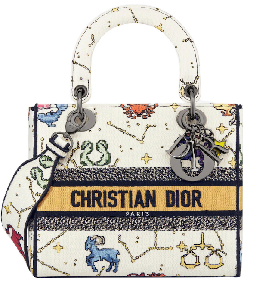 Dior Medium Lady DLite Bag White And Black Plan De Paris Embroidery  Nice  Bag