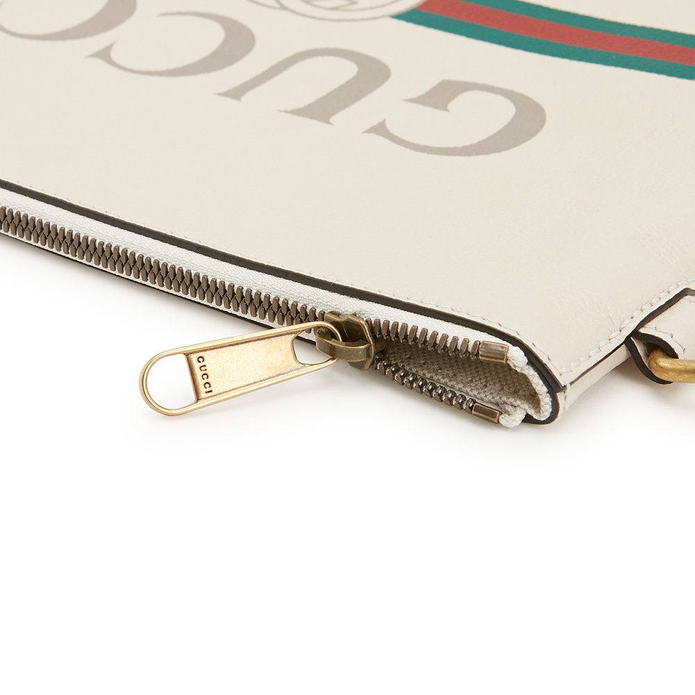  Túi Nữ Gucci Print Clutch Item 'White Leather' 