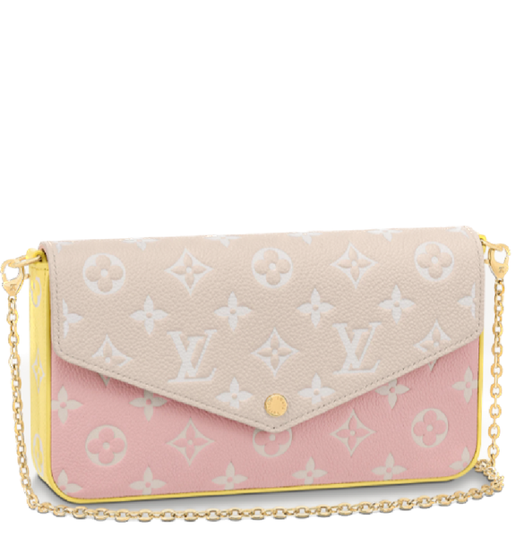  Túi Nữ Louis Vuitton Pochette Felicie Monogram Empreinte 'Pink Beige Yellow' 