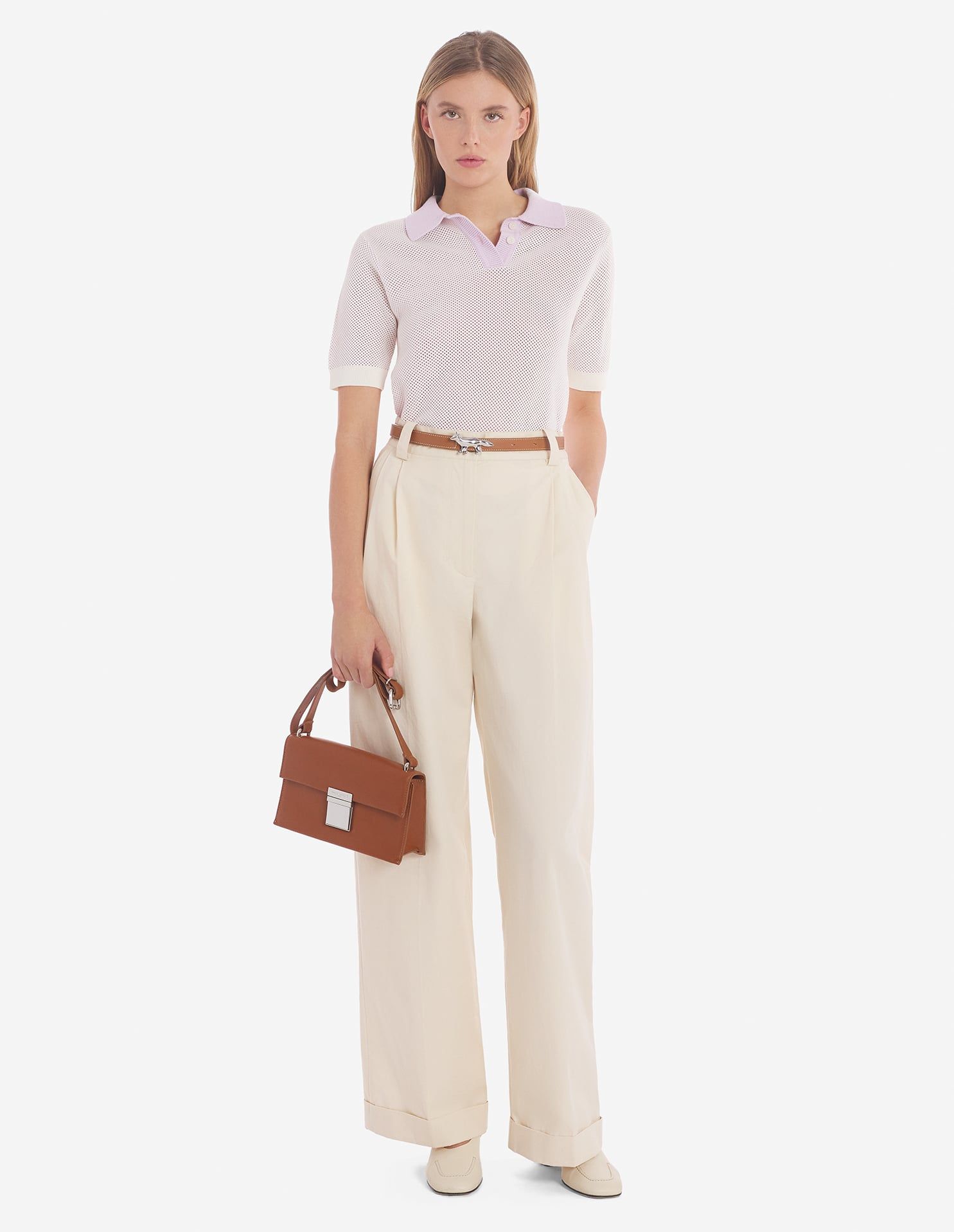  Túi Nữ Maison Kitsune Preppy Baguette 'Tobaco' 