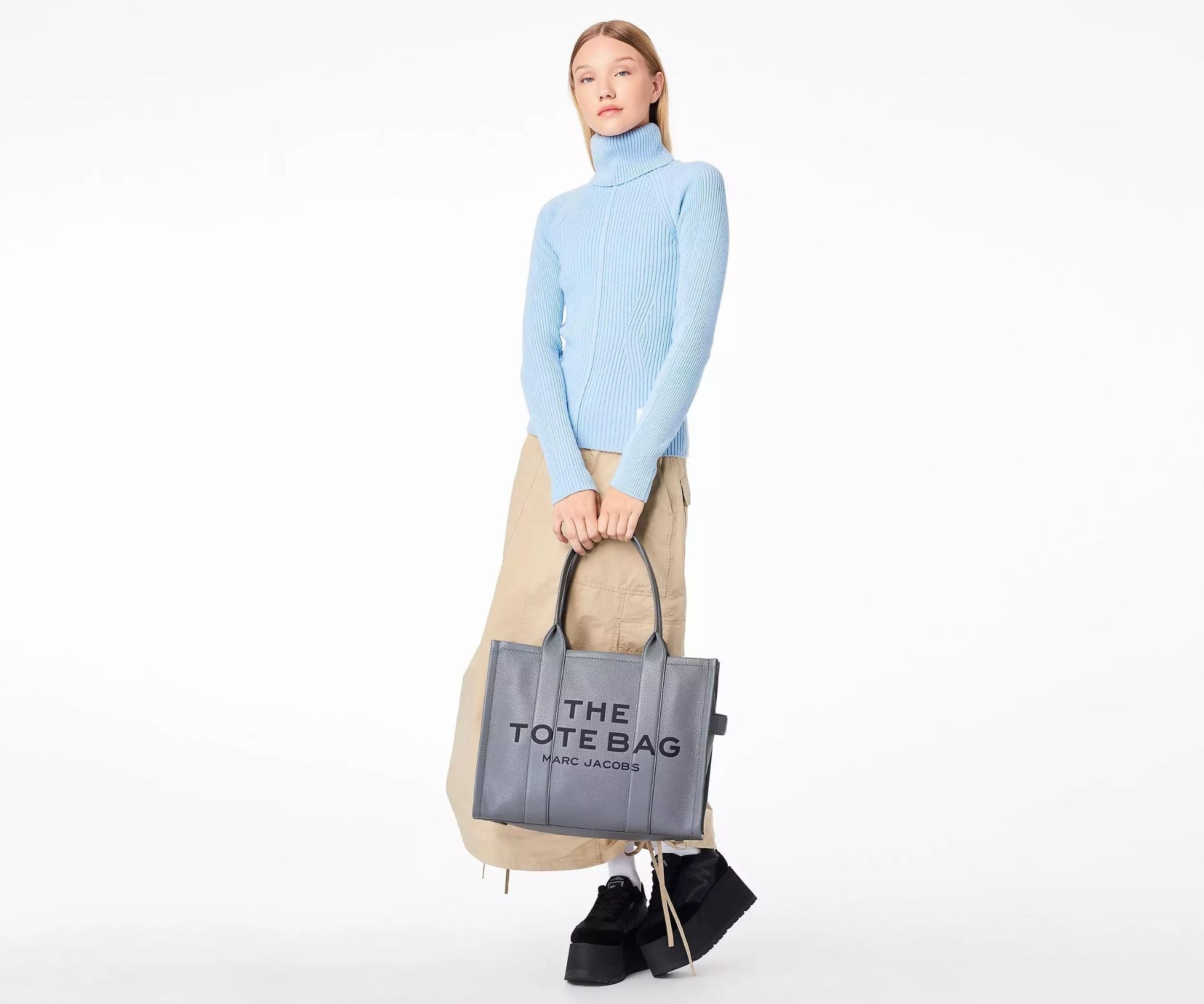  Túi Nữ Marc Jacobs Leather Large Tote Bag 'Wolf Grey' 