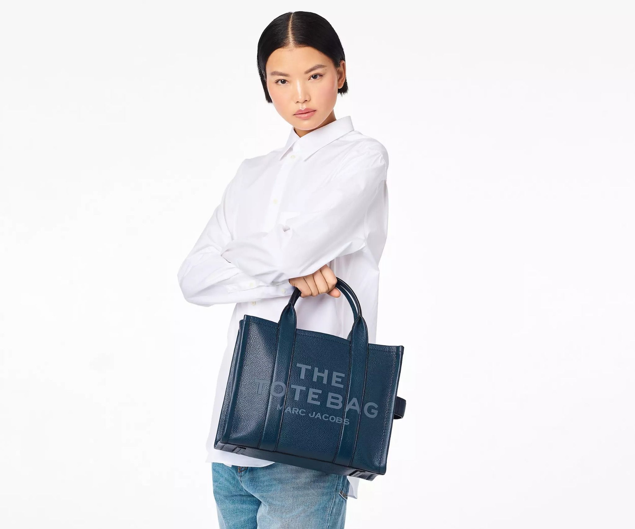  Túi Nữ Marc Jacobs Leather Medium Tote Bag 'Blue Sea' 