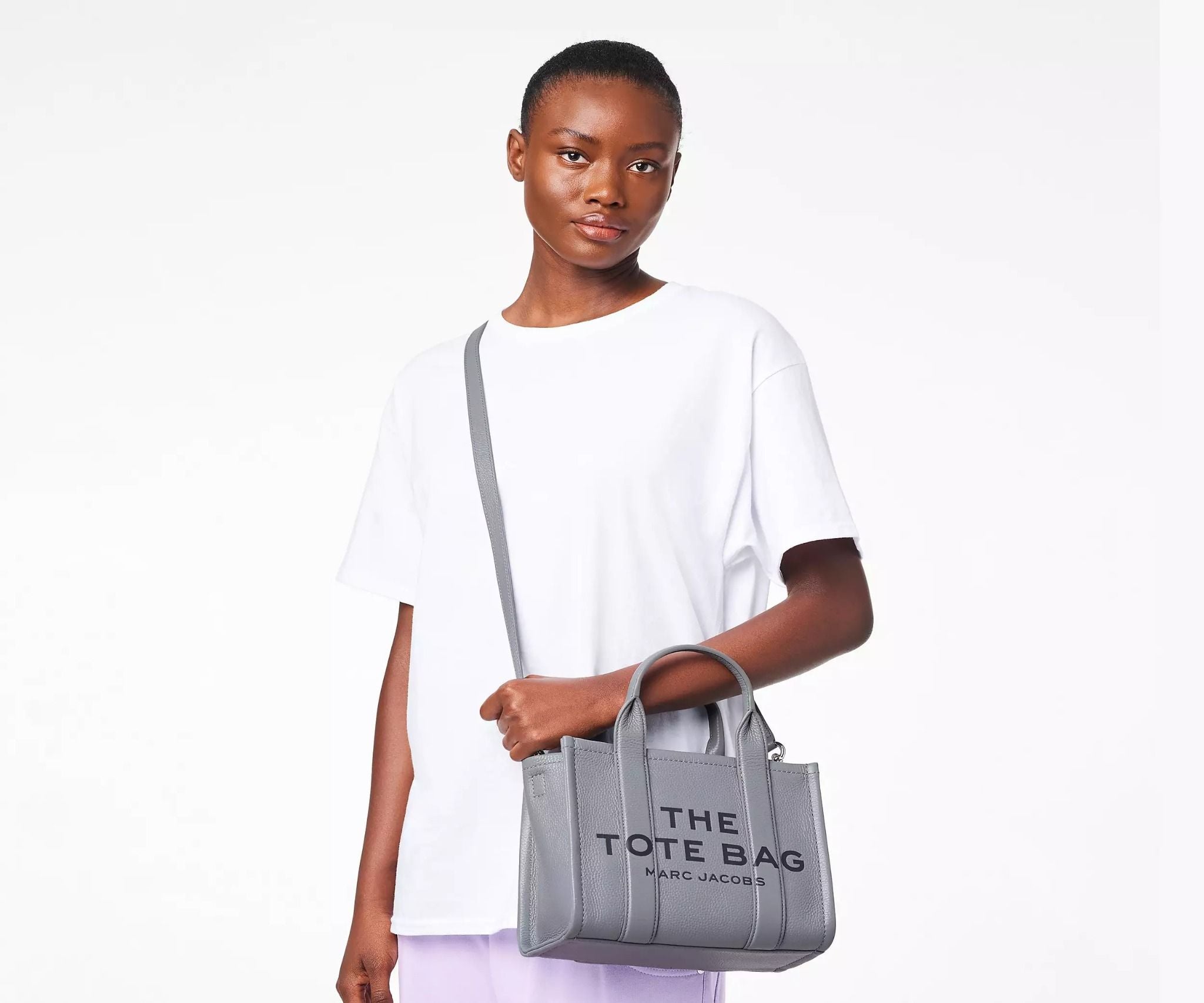  Túi Nữ Marc Jacobs Leather Small Tote Bag 'Wolf Grey' 