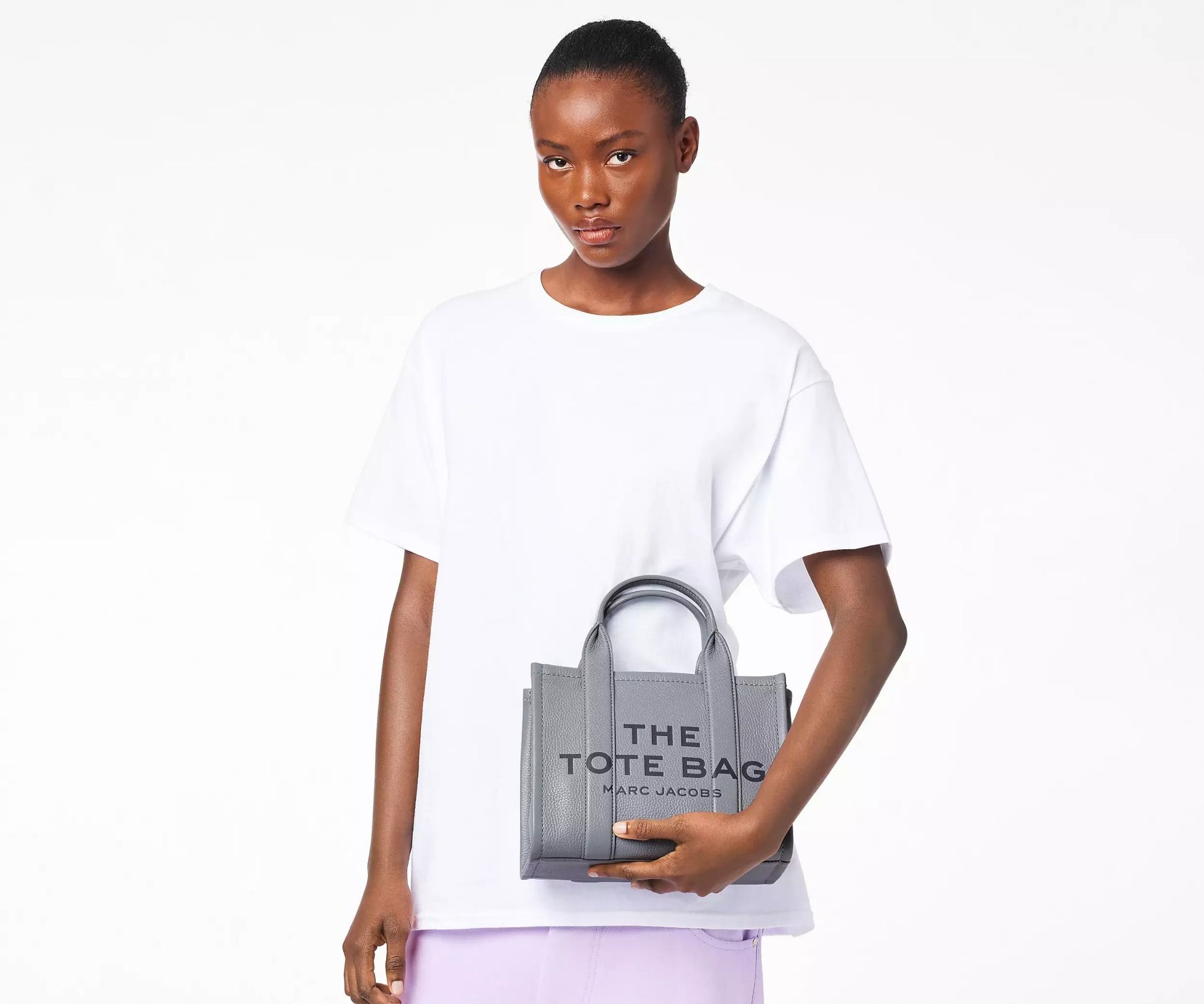  Túi Nữ Marc Jacobs Leather Small Tote Bag 'Wolf Grey' 