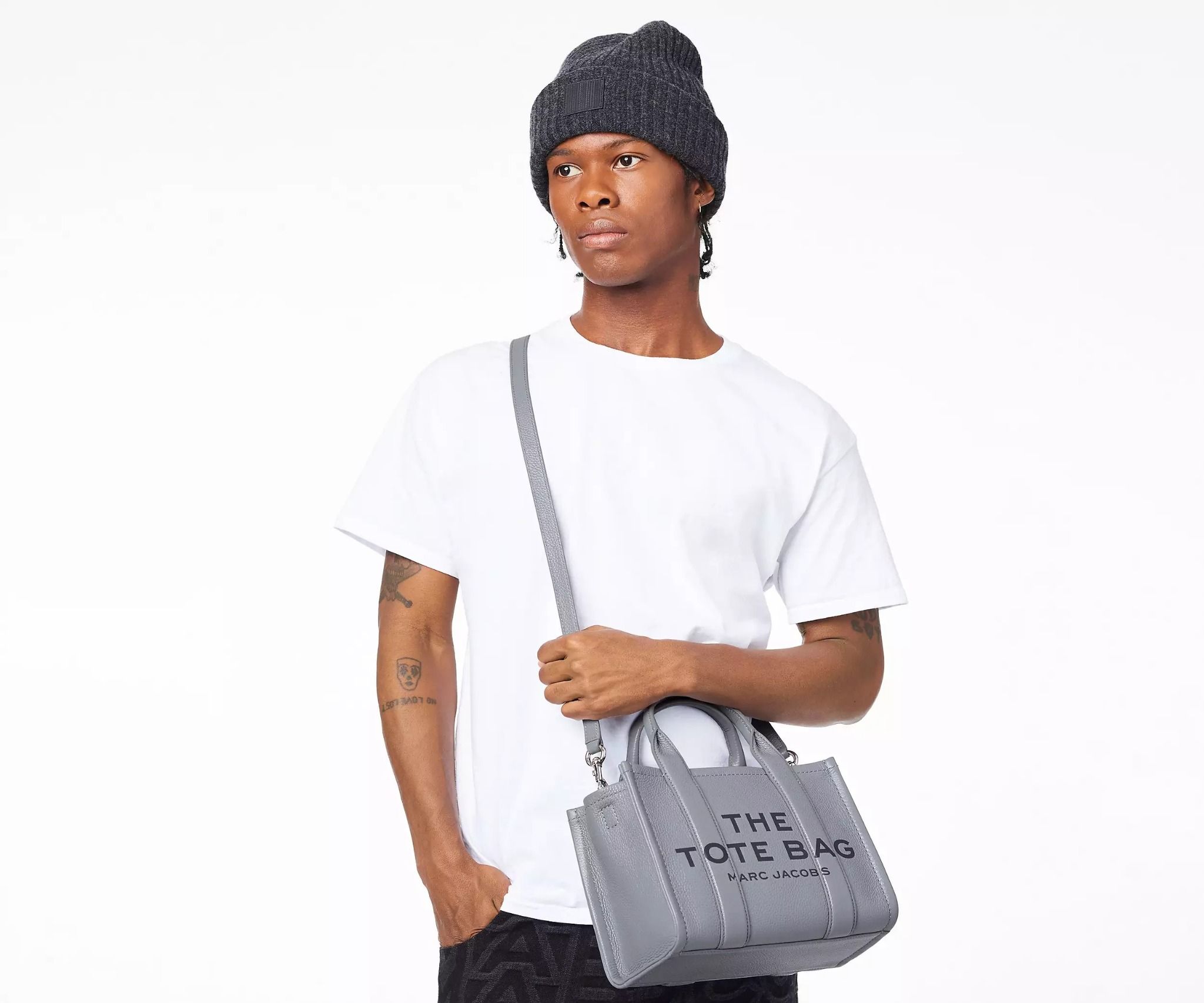  Túi Nữ Marc Jacobs Leather Small Tote Bag 'Wolf Grey' 