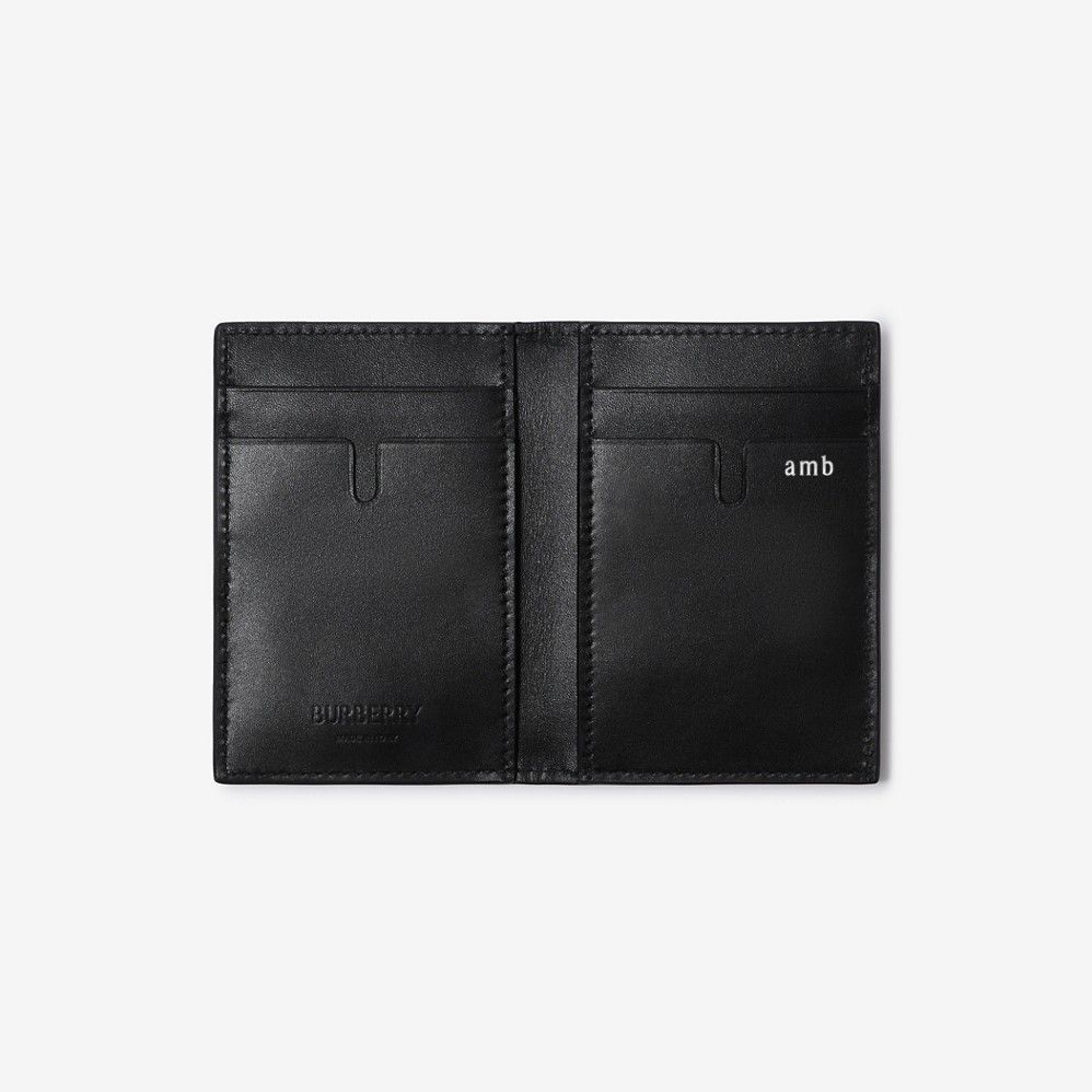  Ví Nam Burberry Embossed Check Folding Card Case 'Black' 