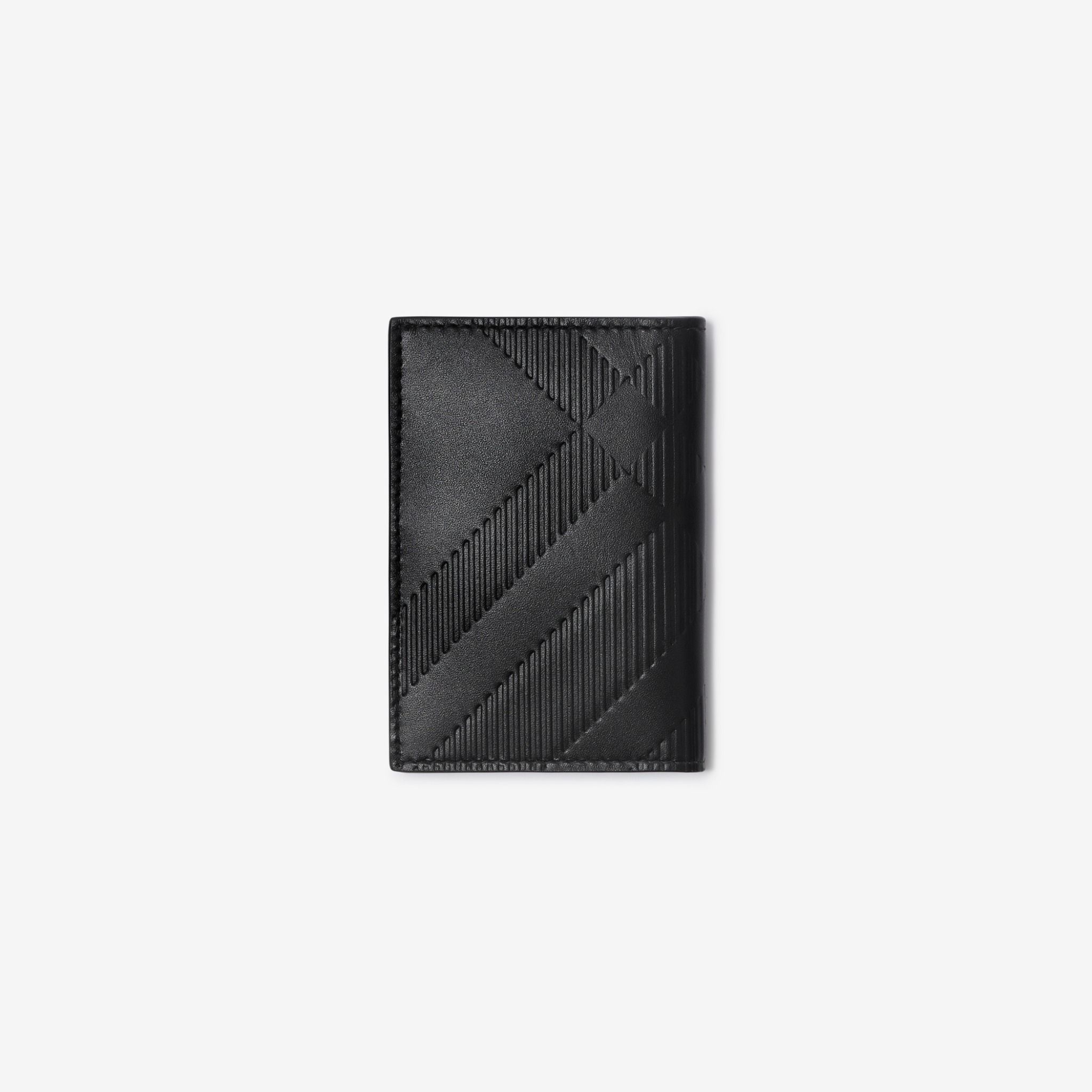  Ví Nam Burberry Embossed Check Folding Card Case 'Black' 