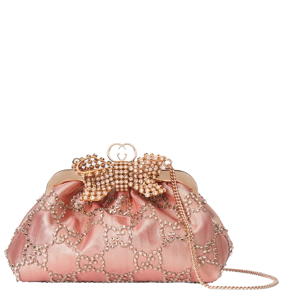  Túi Nữ Gucci Moiré Fabric Handbag With Bow 'Pink' 