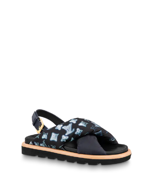  Dép Nữ Louis Vuitton Pool Pillow Flat Comfort Sandals 'Navy Blue' 
