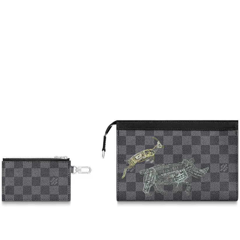  Túi Nam Louis Vuitton Gaston Wearable Wallet Damier Graphite Canvas 'Grey' 