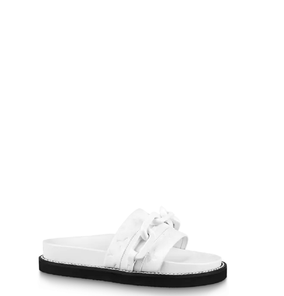 Dép Nữ Louis Vuitton Lv Sunset Flat Comfort Mules White 