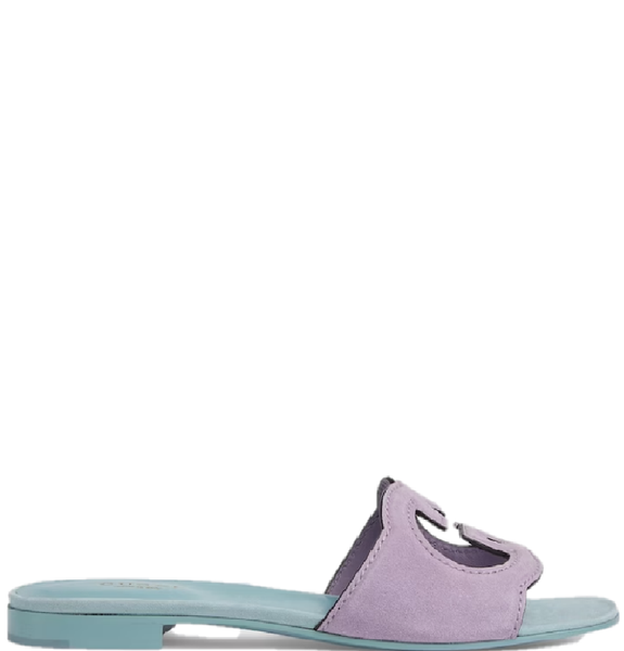  Dép Nữ Gucci Interlocking G Slide Sandal 'Light Blue And Lilac Suede' 