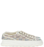  Giày Nữ Gucci GG Trainer 'Off White Canvas With GG Lamé With Crystals' 771645-FABH3-9179 