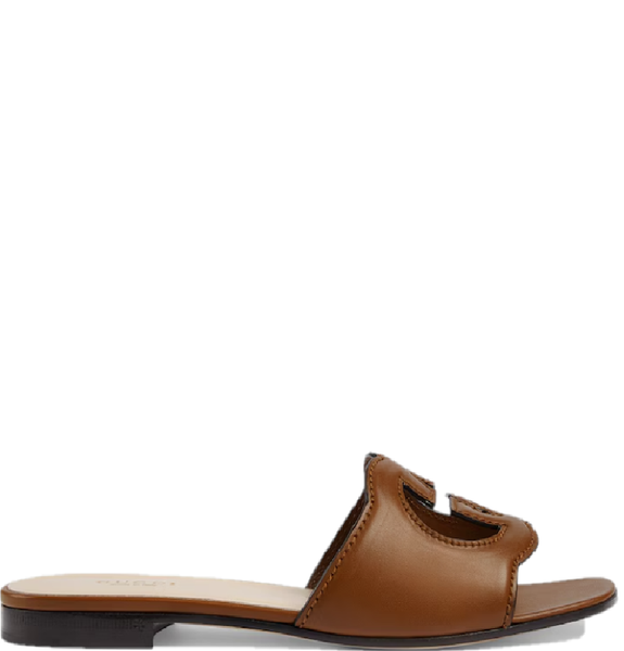  Dép Nữ Gucci Interlocking G Cut-Out Slide Sandal 'Cuir Leather' 