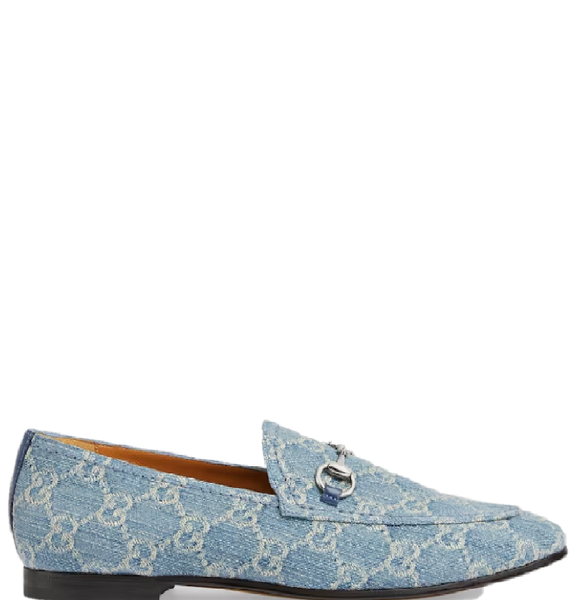  Giày Nữ Gucci Jordaan Loafer 'Light Blue And Ivory GG Denim' 