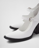  Giày Nữ Prada Brushed Leather Pumps 'White' 