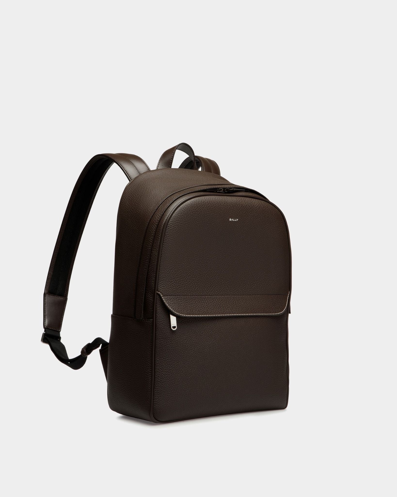  Balo Bally Oeden Backpack In Leather 'Ebano' 