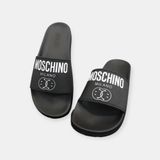  Dép Nam Moschino Milano Slides 'Black' 