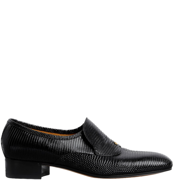  Giày Nam Gucci Lizard Loafer 'Black' ‎ 