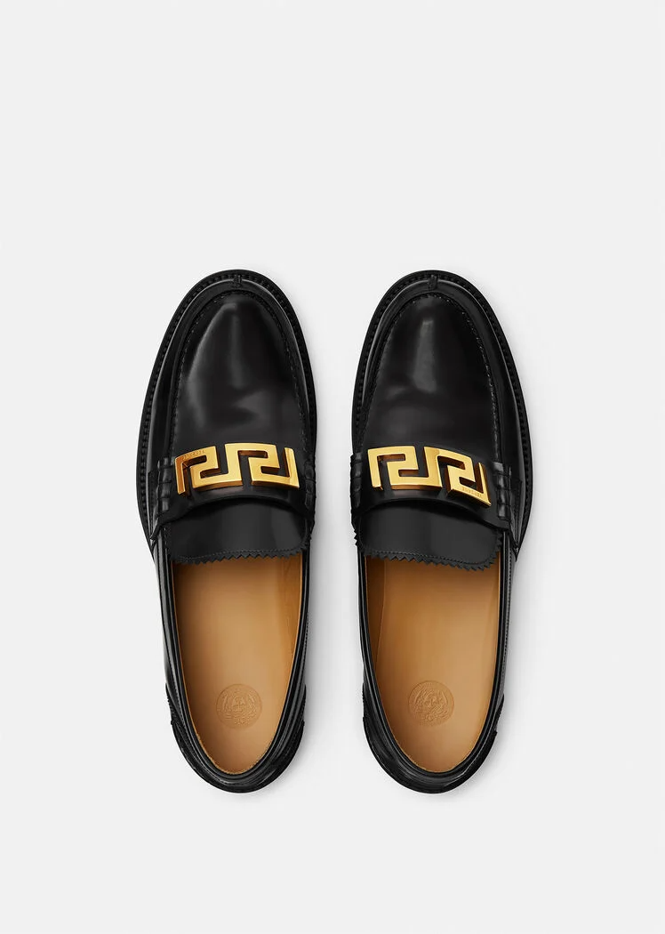  Giày Nam Versace La Greca Plaque Loafers 'Black' 