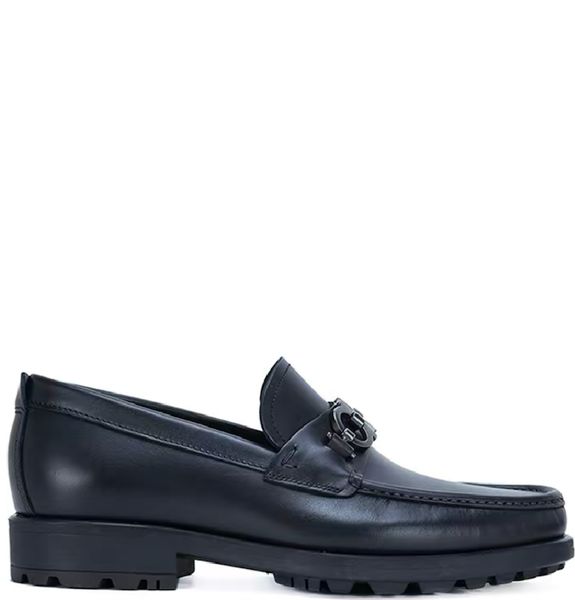  Giày Salvatore Ferragamo Nam Loafer With Gancini Ornament 'Black' 