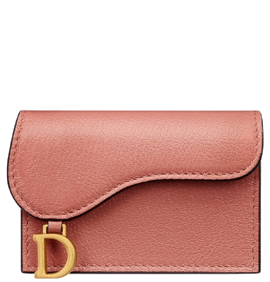 Saddle Flap Card Holder SandColored Goatskin  DIOR