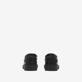  Giày Nam Burberry Leather Raft Boat Shoes 'Black' 