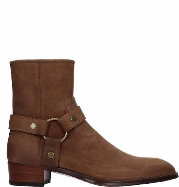  Giày Nam Saint Laurent Wyatt Harness Boots 'Vintage Brown' 