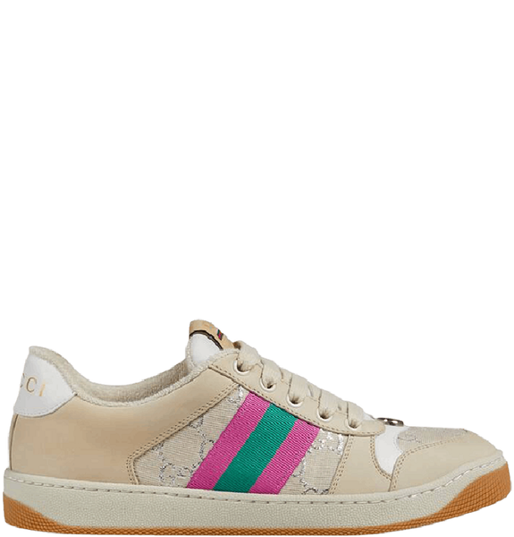  Giày Nữ Gucci Screener 'White GG Lamé' 