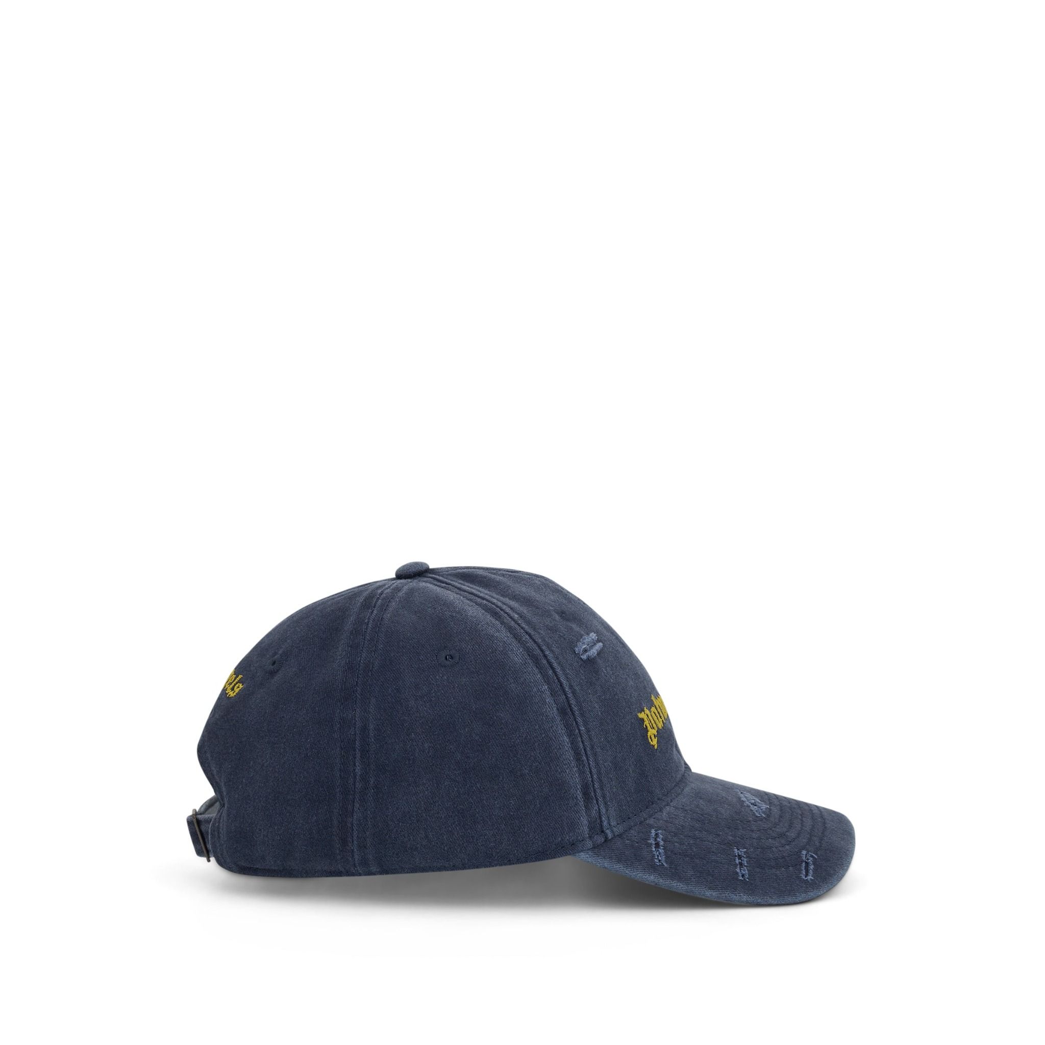  Mũ Palm Angels Ripped Logo Cap 'Navy' 
