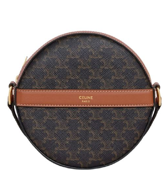  Túi Nữ Celine Round Purse On Strap In Triomphe Canvas And Lambskin 'Brown' 