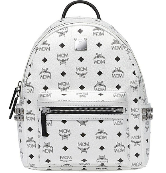  Balo Nữ MCM Stark Studs Backpack Visetos 'White' 