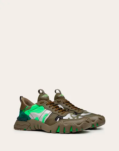 Giày Nam Valentino Rockrunner Camo Plus 'Military Neon Green' 