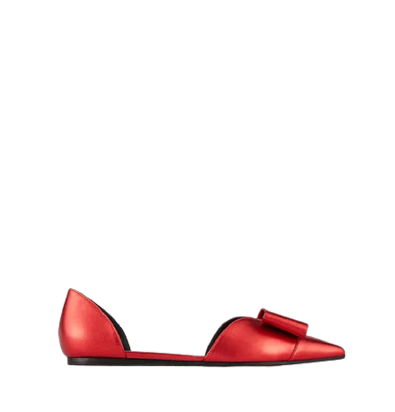  Giày Nữ Armani Laminated Nappa Leather Ballerinas 'Red' 