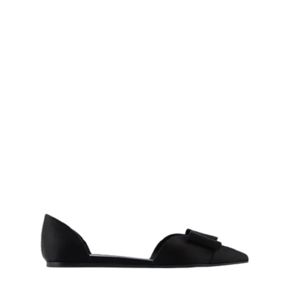  Giày Nữ Armani Satin Ballerinas 'Black' 