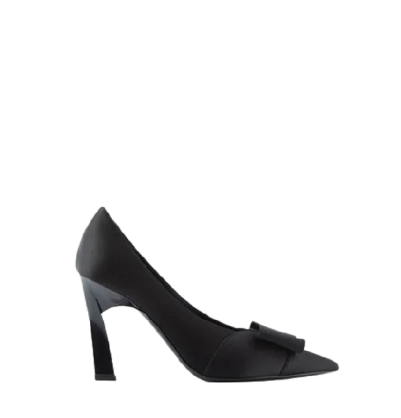  Giày Nữ Armani Satin Court With Bow 'Black' 